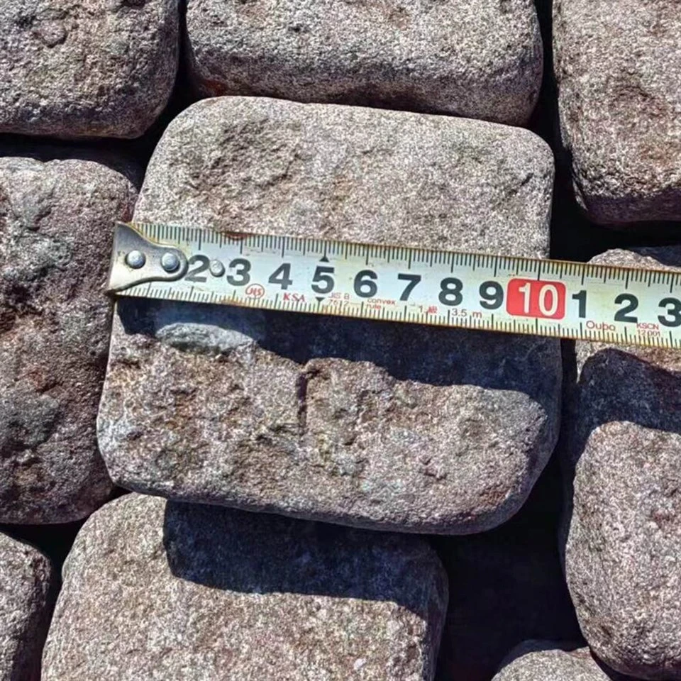 3 Red porphyry split then tumbled red garnet tumbled stone all sides natural cube stone width